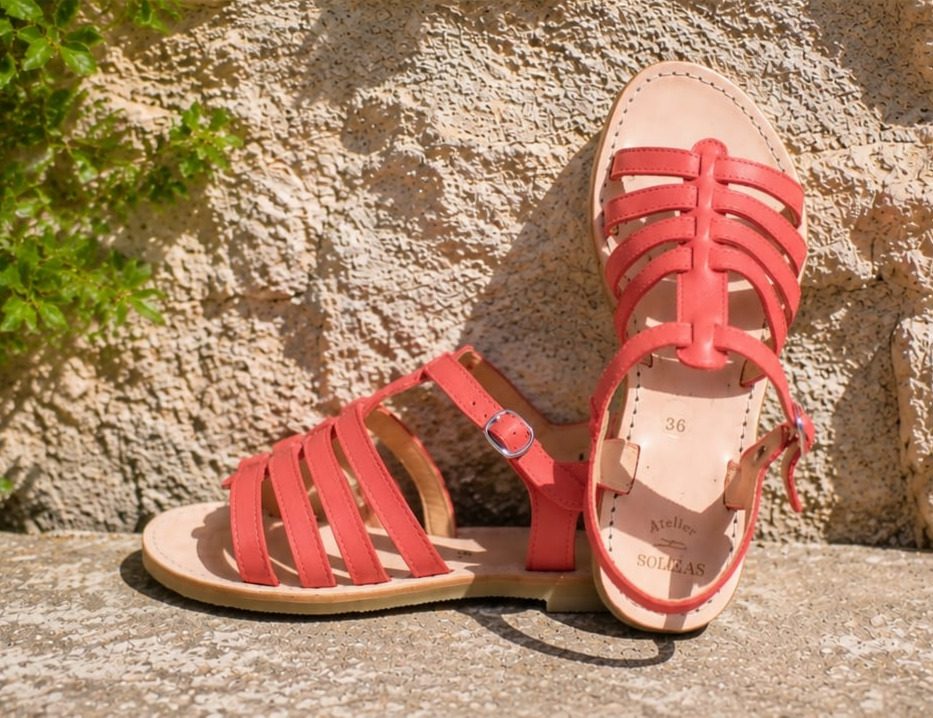 Sandales rouges fait main